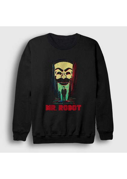 Unisex Siyah Poster Hacker Mr Robot Sweatshirt