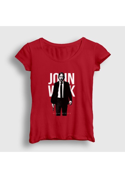 Kadın Kırmızı Poster V2 John Wick T-Shirt