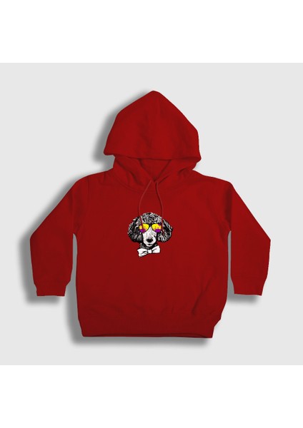 Unisex Çocuk Kırmızı Poodle Dog Köpek Kapüşonlu Sweatshirt