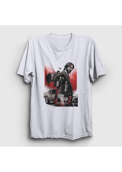 Unisex Beyaz Poster John Wick T-Shirt