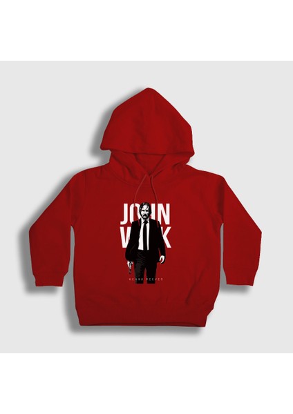 Unisex Çocuk Kırmızı Poster V2 John Wick Kapüşonlu Sweatshirt