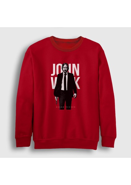 Unisex Kırmızı Poster V2 John Wick Sweatshirt