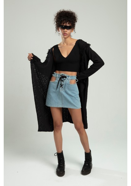 Siyah Renkli Spor Kendinden Püsküllü Üçgen Kesim Fashion Kapşonlu Özel Yıkamalı 4 Mevsimlik Hirka SFYZ3001 fiyatları