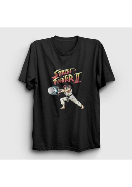 Unisex Siyah Ryu Hadouken Street Fighter T-Shirt