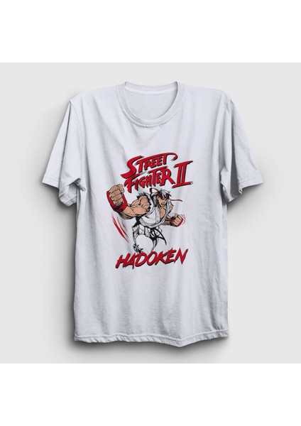 Unisex Beyaz Ryu Hadoken Street Fighter T-Shirt