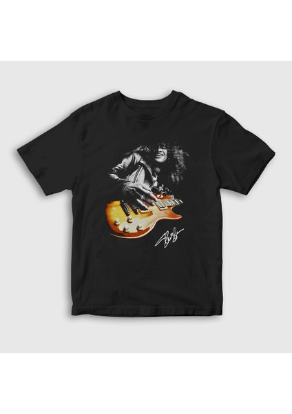 Unisex Çocuk Siyah Sign Guitarist Guns N' Roses Slash T-Shirt