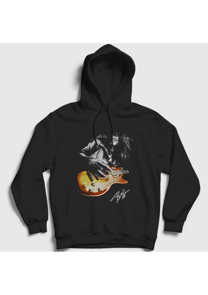 Unisex Siyah Sign Guitarist Guns N' Roses Slash Kapüşonlu Sweatshirt