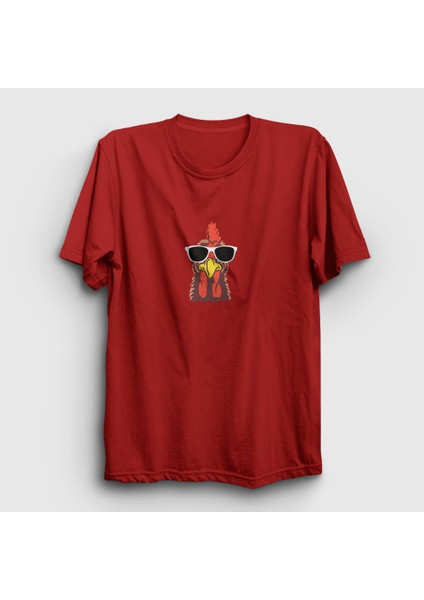 Unisex Kırmızı Sunglasses Chicken Tavuk T-Shirt