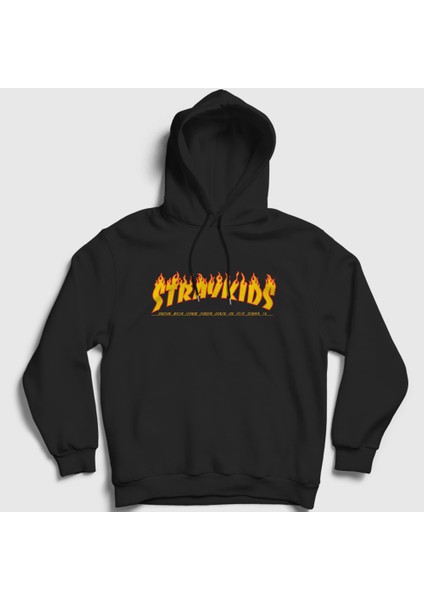 Unisex Siyah Thrasher K-Pop Stray Kids Kapüşonlu Sweatshirt