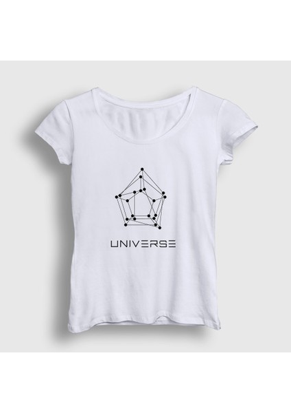 Kadın Beyaz Universe K-Pop Pentagon T-Shirt