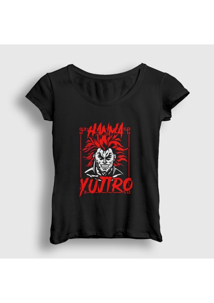 Kadın Siyah Yujiro Hanma Anime Baki T-Shirt