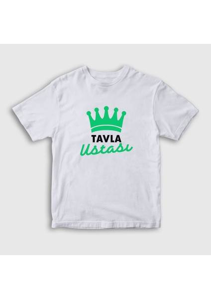 Unisex Çocuk Beyaz Backgammon Master Tavla Ustası Oyun V2 T-Shirt