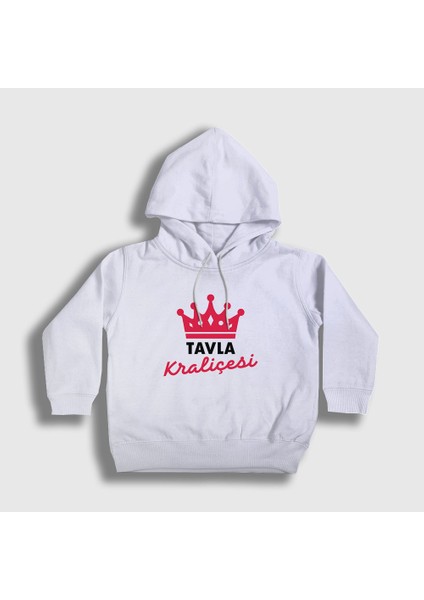 Unisex Çocuk Beyaz Backgammon Queen Tavla Kraliçesi Oyun V3 Kapüşonlu Sweatshirt