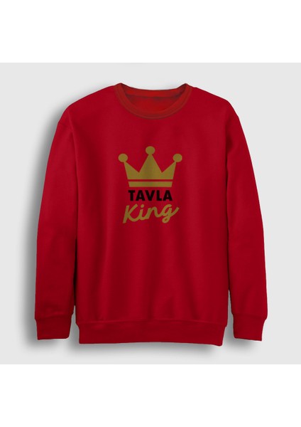 Unisex Kırmızı Backgammon King Tavla Kralı Oyun V2 Sweatshirt