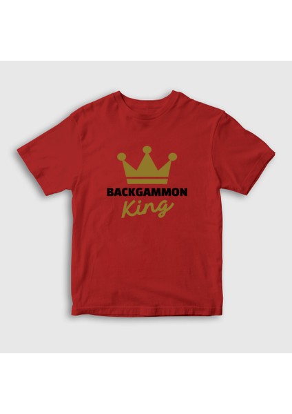 Unisex Çocuk Kırmızı Backgammon King Tavla Kralı Oyun T-Shirt