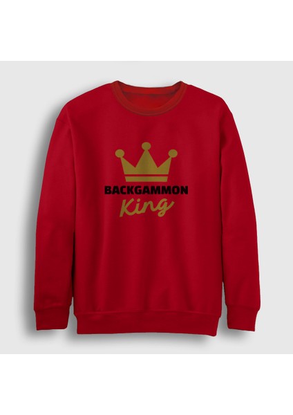 Unisex Kırmızı Backgammon King Tavla Kralı Oyun Sweatshirt