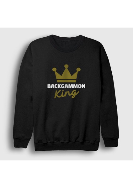 Unisex Siyah Backgammon King Tavla Kralı Oyun Sweatshirt
