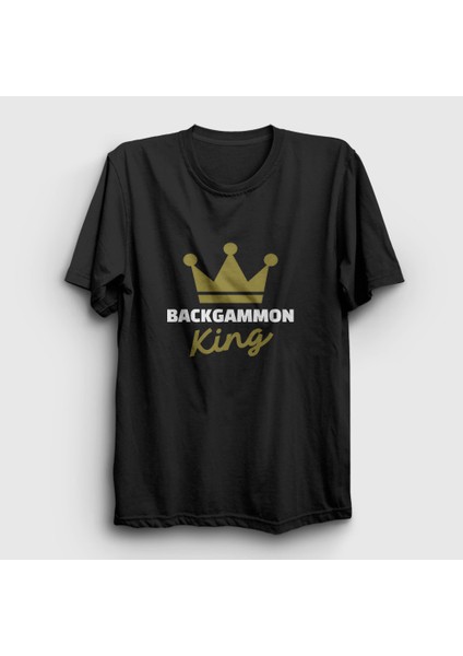 Unisex Siyah Backgammon King Tavla Kralı Oyun T-Shirt