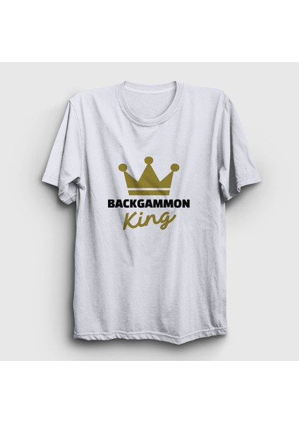 Unisex Beyaz Backgammon King Tavla Kralı Oyun T-Shirt