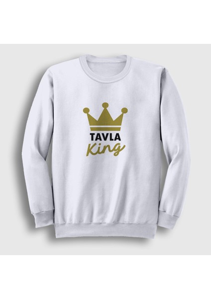 Unisex Beyaz Backgammon King Tavla Kralı Oyun V2 Sweatshirt