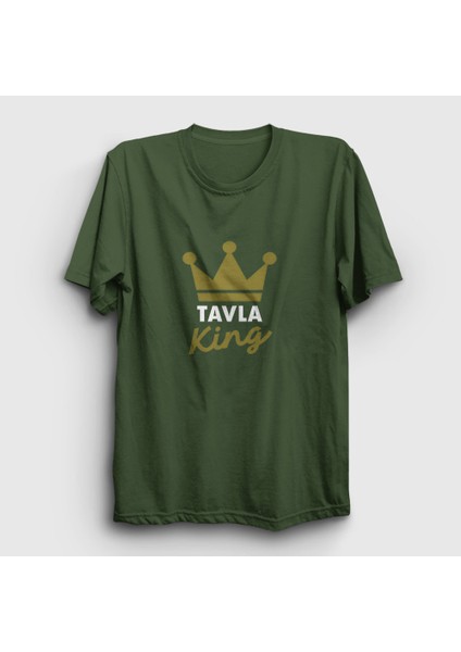 Unisex Haki Backgammon King Tavla Kralı Oyun V2 T-Shirt