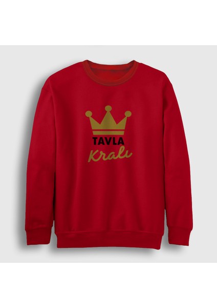 Unisex Kırmızı Backgammon King Tavla Kralı Oyun V3 Sweatshirt