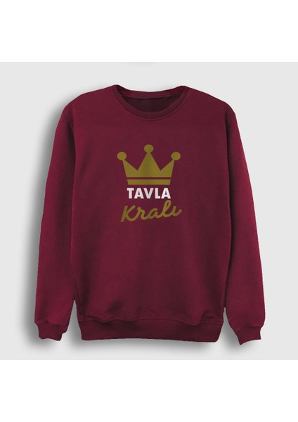 Unisex Bordo Backgammon King Tavla Kralı Oyun V3 Sweatshirt