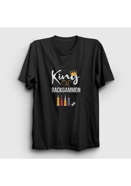 Unisex Siyah King Of Backgammon Oyun Tavla T-Shirt