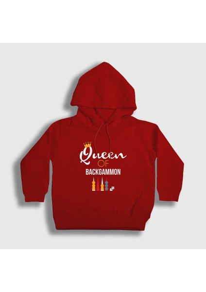 Unisex Çocuk Kırmızı Queen Of Backgammon Oyun Tavla Kapüşonlu Sweatshirt