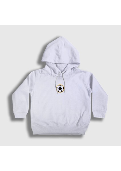 Unisex Çocuk Beyaz Logo Soccer Ball Futbol Topu Kapüşonlu Sweatshirt