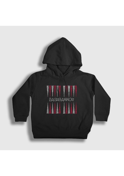 Unisex Çocuk Siyah Words Backgammon Tavla Oyun V2 Kapüşonlu Sweatshirt