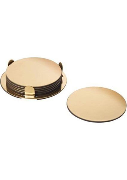 Gold Pleksi Bardak Altlığı 6 Lı Set Pirinç Renk Bardak Altı