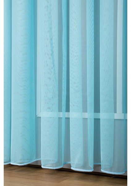 Taç Turkuaz Düz Renk, 1/2 Seyrek Pile Tül Perde Tek Kanat - 100 x 270 cm modelleri