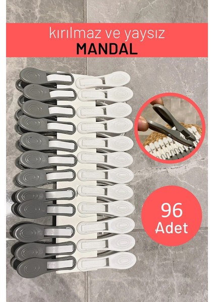 Premium Iz Yapmaz Kırılmaz Paslanmaz Yaysız Çamaşır Mandalı Süper Güçlü 96 Adet