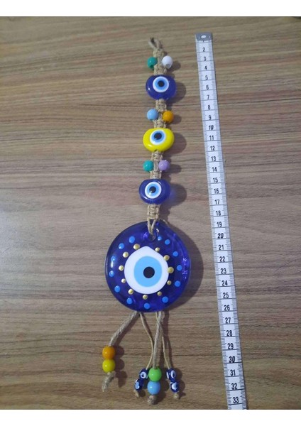 Nazar Boncuklu Hasır Ipli Örgülü Kapı ve Duvar Süsü