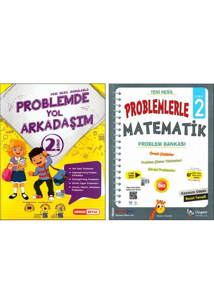 Kırmızı Beyaz Yayınlar + Üçgen 2.Sınıf  Problemde Yol Arkadaşım + Problemlerle Matematik 2 Kitap