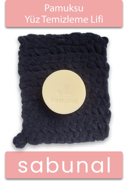 Yüz Temizleme Lifi - El Yapımı Pamuklu Kese Siyah