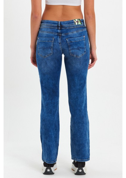 Kadın Sol Cep Fermuarlı Denim Pantolon RD24YB013780