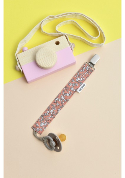 3'lü Çıtır Çiçek Desenli Emzik Askısı Seti - Emzik Zinciri - %100 Pamuk Kumaş fırsatları