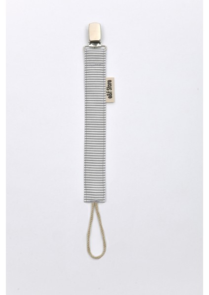 Gri Beyaz Çizgili Emzik Askısı - Kumaş Pamuk Bağcıklı Emzik Zinciri - Emzik Tutacağı fiyatları