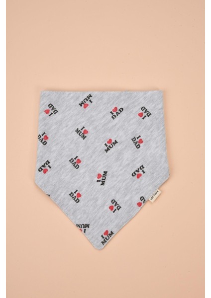 Üçgen Pamuklu Mama Önlüğü - Iki Çıtçıtlı Bebek Salya Önlük / Fular - Gri