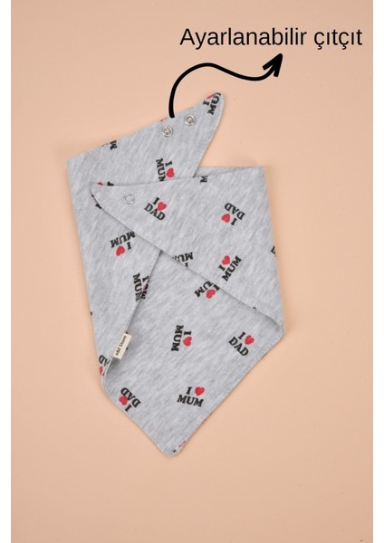 Üçgen Pamuklu Mama Önlüğü - Iki Çıtçıtlı Bebek Salya Önlük / Fular - Gri fiyatları