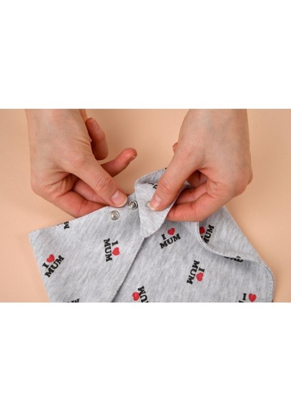 Üçgen Pamuklu Mama Önlüğü - Iki Çıtçıtlı Bebek Salya Önlük / Fular - Gri modelleri