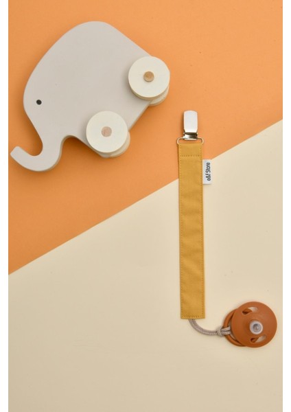 Bej Somon Hardal Sarısı Emzik Askısı Seti - 3'lü Emzik Zinciri Seti - %100 Pamuk Kumaş fırsatları