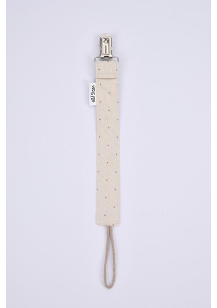 %100 Pamuk Kumaşlı Emzik Askısı / Emzik Zinciri - Puantiyeli Vizon modelleri