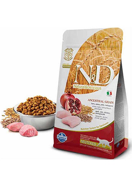 Ancestral Grain Tavuklu ve Narlı Düşük Tahıllı Kısırlaştırılmış Kedi Maması 5 kg