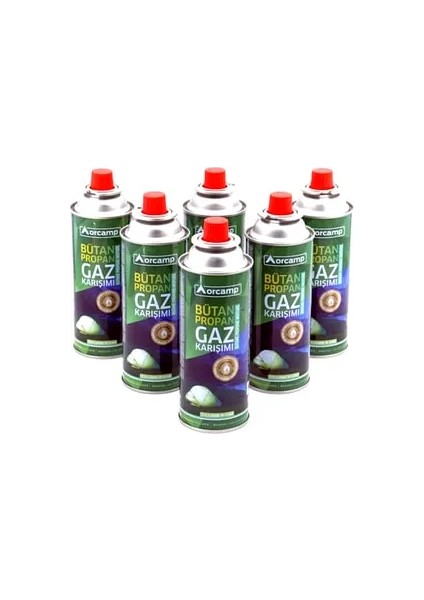 Kamp Ocağı Gaz Kartuşu Bütan Yedek - Valfli - Siboplu - 227 Gr. -6 Lı Set