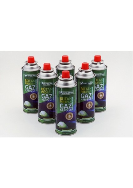 Kamp Ocağı Gaz Kartuşu Bütan Yedek - Valfli - Siboplu - 227 Gr. -6 Lı Set