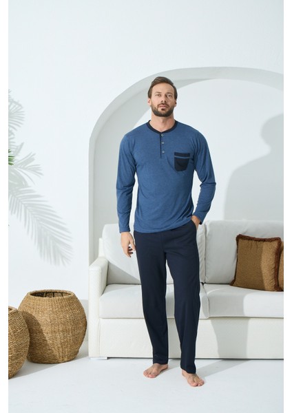 Midi Yaka Battal Uzun Kol Büyük Beden Pijama Takim