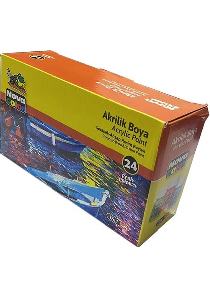 Akrilik Boya 24 Renk 17 ml 1 Paket Nova Color Akrilik Boya Seti 24 Lü Kağıt Tuval Ahşap Cam Duvar Metal Boyama fiyatları
